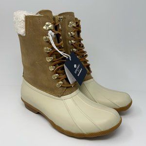 Sperry Womens Saltwater Tan Duck Boots Birch Leather STS85402 Waterproof 8.5 New